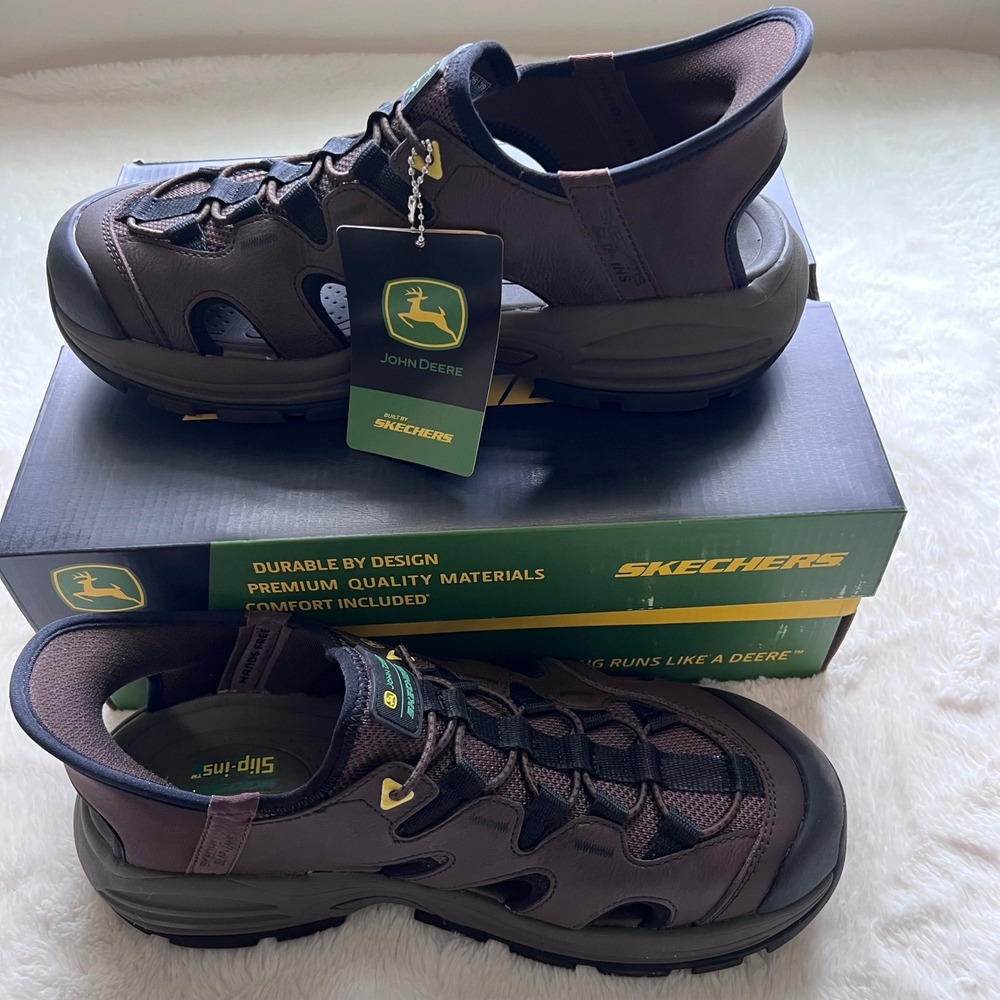 Skechers Men John Deere Slip-ins Fairport-Dumars Fisherman Sandals Brown Size 8
